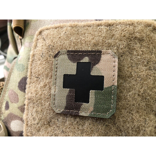 Medic Cross, 45x45mm Lasercut Patch, multicam black, Cordura Lasercut