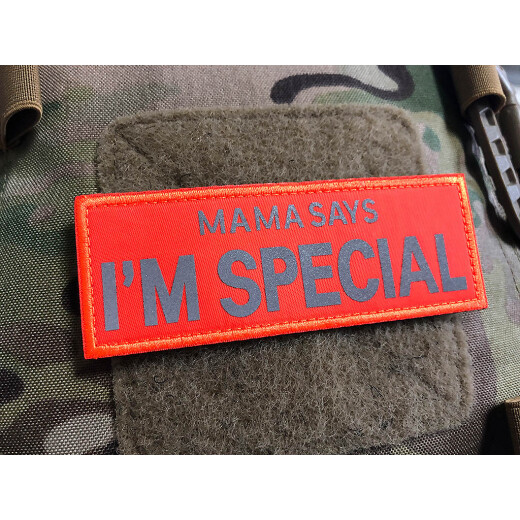 JTG Mama Says I´m Special Reflektorpatch, SignalOrange, 110 x 40mm, mit Klettrückseite