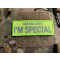 JTG Mama Says I&acute;m Special reflector patch, SignalYellow, 110 x 40mm, with velcro back