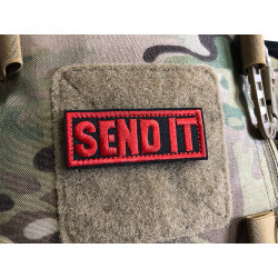 SEND IT Patch, embroidered patch, red on black, 3D embroidered patch