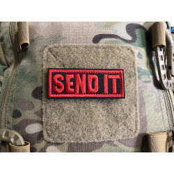 SEND IT Patch, embroidered patch, red on black, 3D embroidered patch