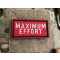 MAXIMUM EFFORT Patch, embroidered patch, red white, 3D embroidered patch