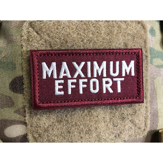 MAXIMUM EFFORT Patch, embroidered patch, bordeux white, 3D embroidered patch