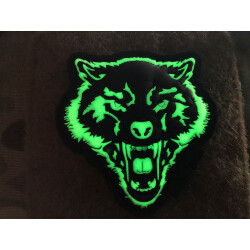 JTG Angry Wolf Head Patch, gid, JTG 3D Rubber Patch