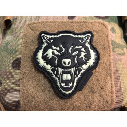 JTG Angry Wolf Head Patch, gid, JTG 3D Rubber Patch