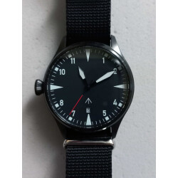 Militäruhr BLACK „WATCH ONE“ by “CS hoch2”, klassische Einsatzuhr, Automatikuhrwerk, schwarz PVD beschichtetes Edelstahlgehäuse, 10 ATM, Sapphirglas, Natoarmband