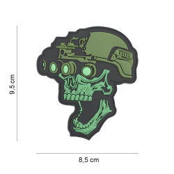 Skull with Night Vision, green / Patch 3D PVC