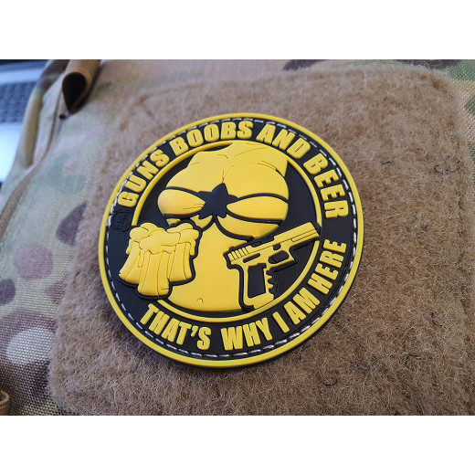 JTG Guns Boobs and Beer Patch, yellow / JTG 3D Rubber Patch