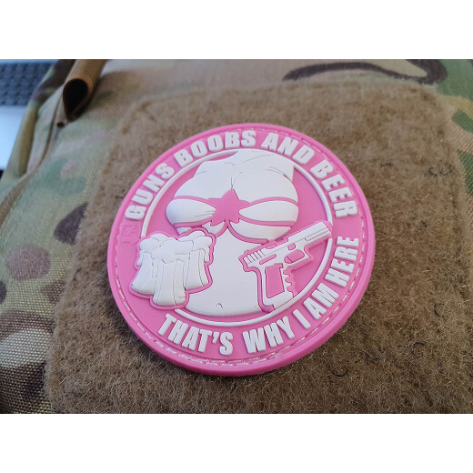 JTG Guns Boobs and Beer Patch, pink / JTG 3D Rubber patch