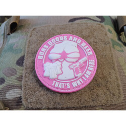 JTG Guns Boobs and Beer Patch, pink / JTG 3D Rubber patch