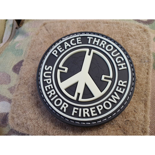 JTG Peace Patch, &quot;PEACE THROUGH SUPERIOR FIREPOWER&quot;, gid, JTG 3D Rubber Patch
