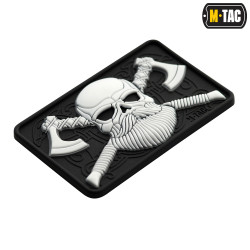 Bearded Skull Patch, black-white, 3d Rubber Patch