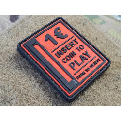 JTG Insert Coin to Play Patch, black on fire-red, JTG 3D...