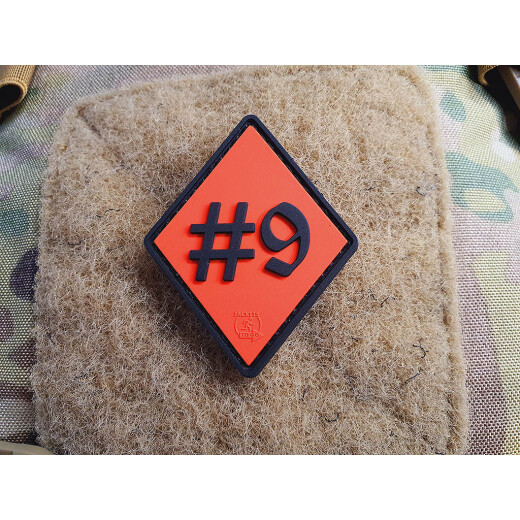 JTG Rule number 9, #9 Patch, black on fire-red, JTG 3D Rubber Patch