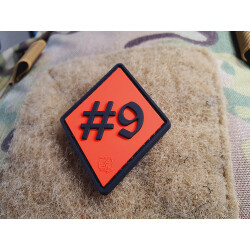 JTG Rule number 9, #9 Patch, black on fire-red, JTG 3D Rubber Patch