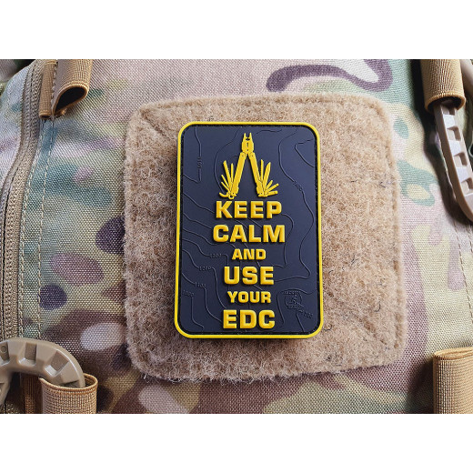 JTG Keep Calm and use your EDC Patch, signal gelb auf schwarz, JTG 3D Rubber Patch