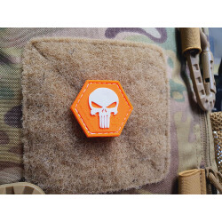 JTG Punisher “YOU ARE NOT ALONE” Patch, orange-white, Hexagon Patch, JTG 3D Rubber Patch