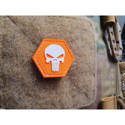JTG Punisher “YOU ARE NOT ALONE” Patch, orange-white, Hexagon Patch, JTG 3D Rubber Patch