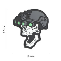 Skull with Night Vision, white / Patch 3D PVC