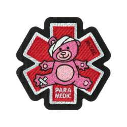 Paramedic Bear Patch, pink-black, gestickter Patch, M-Tac