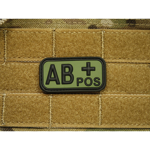 JTG - Bloodtype Patch AB POS, forest / 3D Rubber patch