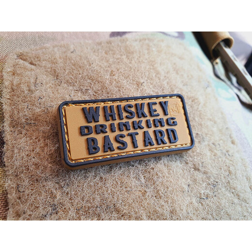 JTG micro WHISKEY DRINKING BASTARD Patch, coyote brown / JTG 3D Rubber Patch