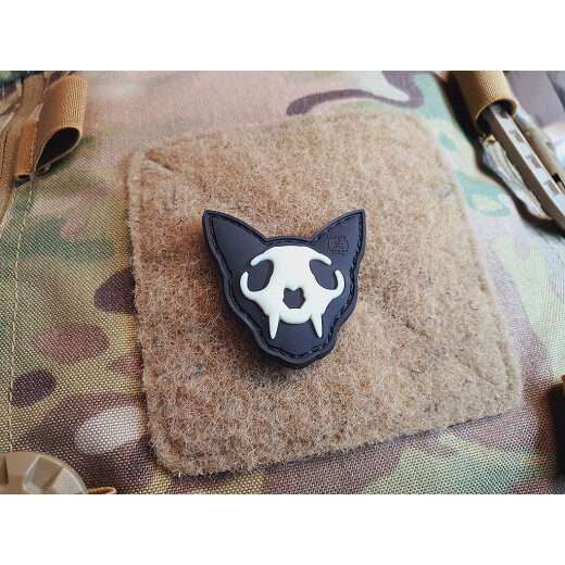 JTG micro Nightmare Skull Cat Patch Nr.1, gid (glow in the dark), JTG 3D Rubber Patch