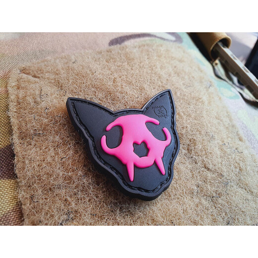 JTG micro Nightmare Skull Cat Patch Nr.1, pinkgid (pinkglow in the dark), JTG 3D Rubber Patch