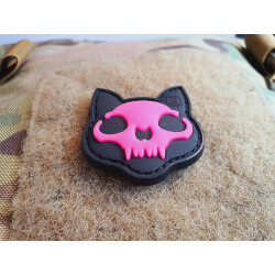 JTG micro Nightmare Skull Cat Patch Nr.2, pinkgid (pinkglow in the dark), JTG 3D Rubber Patch