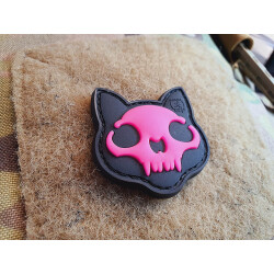 JTG micro Nightmare Skull Cat Patch Nr.2, pinkgid (pinkglow in the dark), JTG 3D Rubber Patch