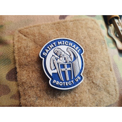 JTG micro SAINT MICHAEL PROTECT US Patch, lightblue, JTG 3D Rubber Patch