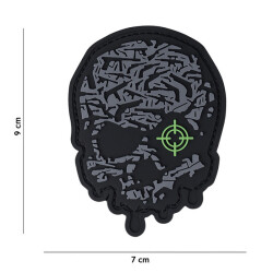 Target Skull, grey, Patch 3D PVC