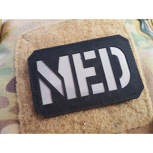 JTG MED LaserCut Patch, schwarz, Cordura, reflektierender Schriftzug, mit Klettrückseite