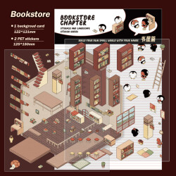 Lesezimmer Schmöckerecke, Sticker-Therapie Aufkleber Set, isometrisches Aufkleber Set für Kreative 3D-Szenen, SIMNO Aufkleber Set