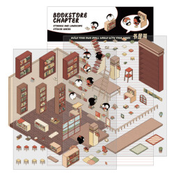 Lesezimmer Schmöckerecke, Sticker-Therapie Aufkleber Set, isometrisches Aufkleber Set für Kreative 3D-Szenen, SIMNO Aufkleber Set