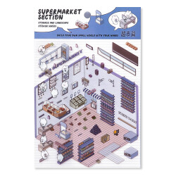 Supermarket, Sticker-Therapie Aufkleber Set, isometrisches Aufkleber Set für Kreative 3D-Szenen, SIMNO Aufkleber Set