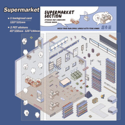 Supermarket, Sticker-Therapie Aufkleber Set, isometrisches Aufkleber Set für Kreative 3D-Szenen, SIMNO Aufkleber Set