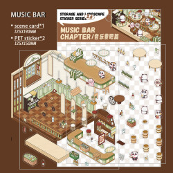 Music Bar, Sticker-Therapie Aufkleber Set, isometrisches Aufkleber Set für Kreative 3D-Szenen, SIMNO Aufkleber Set