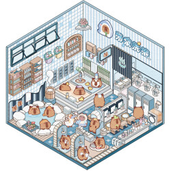 Hot Spring Chapter, Sticker-Therapie Aufkleber Set, isometrisches Aufkleber Set für Kreative 3D-Szenen, SIMNO Aufkleber Set