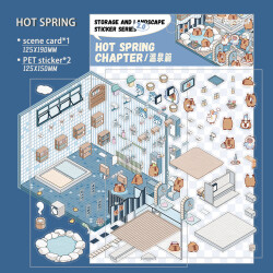 Hot Spring Chapter, Sticker-Therapie Aufkleber Set, isometrisches Aufkleber Set für Kreative 3D-Szenen, SIMNO Aufkleber Set