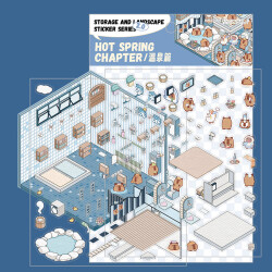 Hot Spring Chapter, Sticker-Therapie Aufkleber Set, isometrisches Aufkleber Set für Kreative 3D-Szenen, SIMNO Aufkleber Set