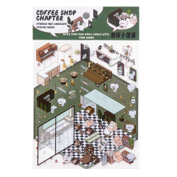 Coffee Shop Chapter, Sticker-Therapie Aufkleber Set, isometrisches Aufkleber Set für Kreative 3D-Szenen, SIMNO Aufkleber Set