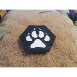 JTG K9 Pawn Hexagon LaserCut Patch, black Cordura, afterglow Logo, with velcro backside