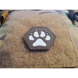 JTG K9 Pfote Hexagon LaserCut Patch, steingrau oliv...
