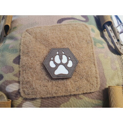 JTG K9 Pfote Hexagon LaserCut Patch, steingrau oliv Cordura, gid Logo, mit Klettrückseite