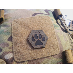 JTG K9 Pfote Hexagon LaserCut Patch, steingrau oliv...