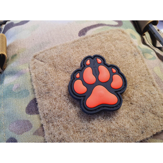 JTG K9 Dog Pawn Patch, fire-red, JTG 3D Rubber Patch