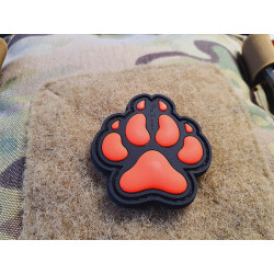 JTG K9 Dog Pawn Patch, fire-red, JTG 3D Rubber Patch