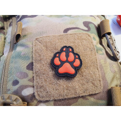 JTG K9 Dog Pawn Patch, fire-red, JTG 3D Rubber Patch