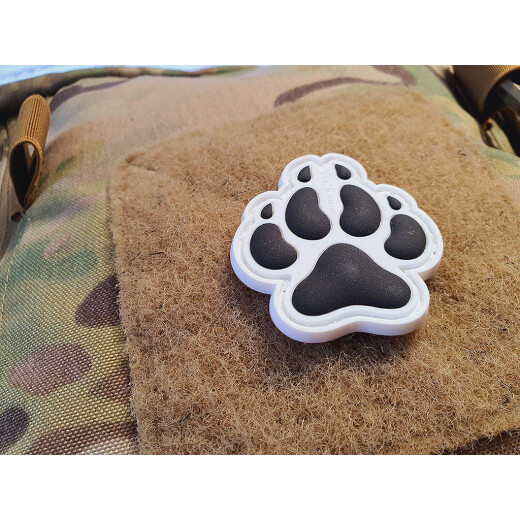 JTG K9 Dog Pawn Patch, black on white, JTG 3D Rubber Patch